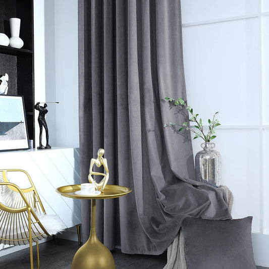 Gray Velvet Curtain