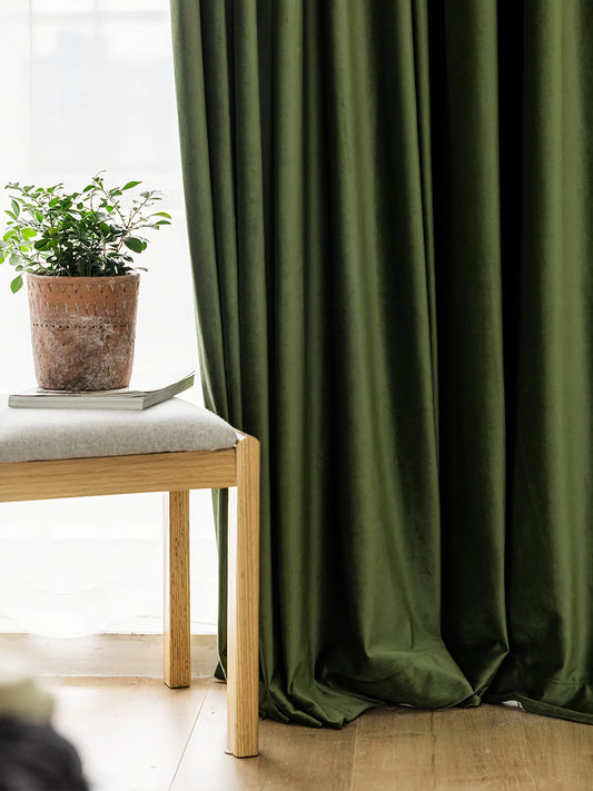 Olive Green Velvet Curtain